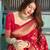 Red woven banarasi silk saree with blouse