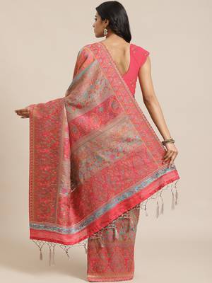 Grey woven pure viscose saree with blouse 2