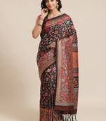 Black woven pure viscose saree with blouse