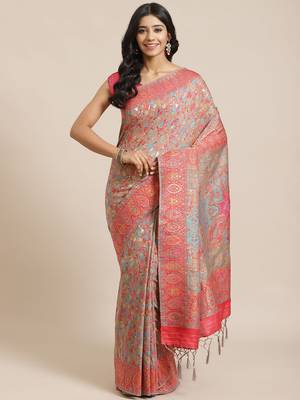 Navy blue woven pure viscose saree with blouse 1