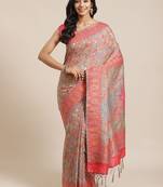 Navy blue woven pure viscose saree with blouse