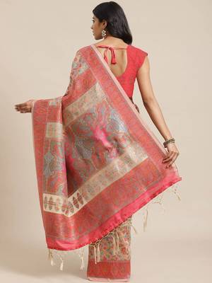Chiku woven pure viscose saree with blouse 2
