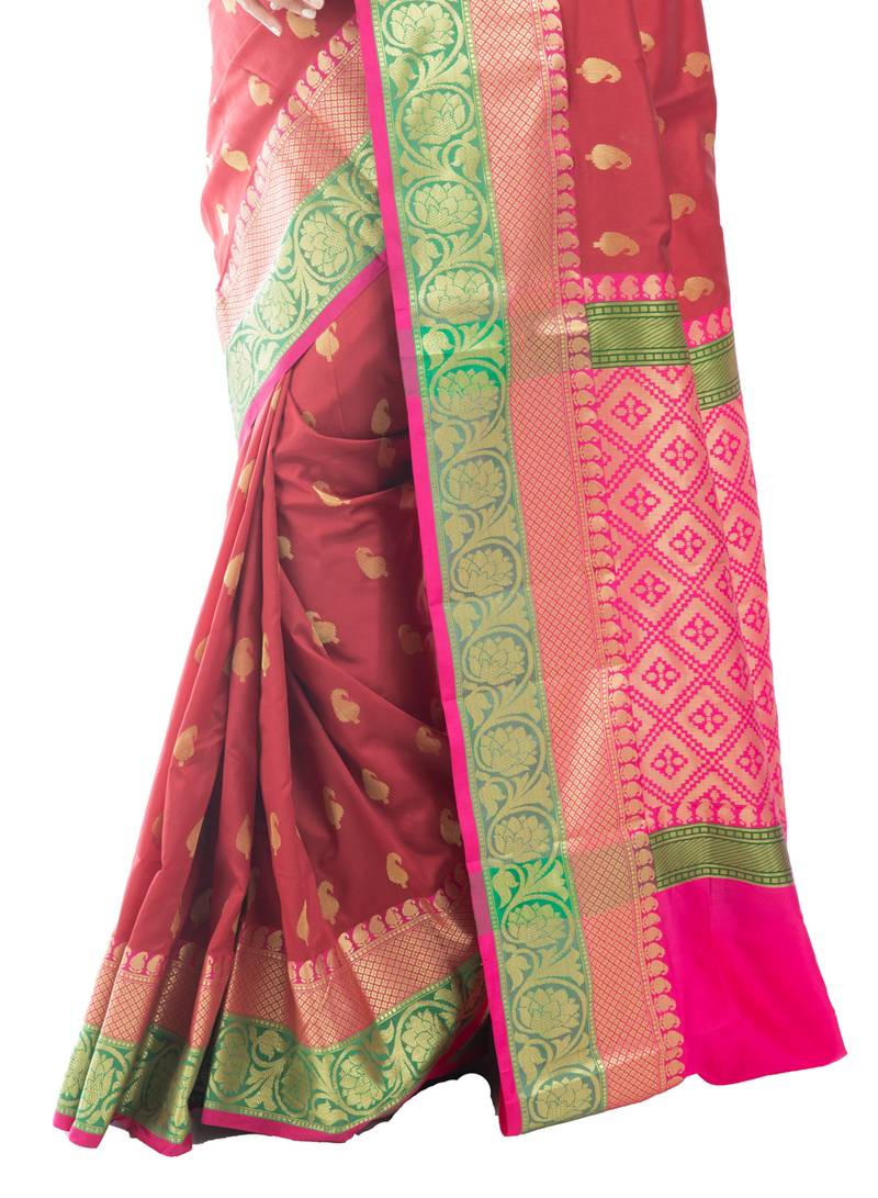 Bunkaari India Women Silk Blend Banarasi Zari saree