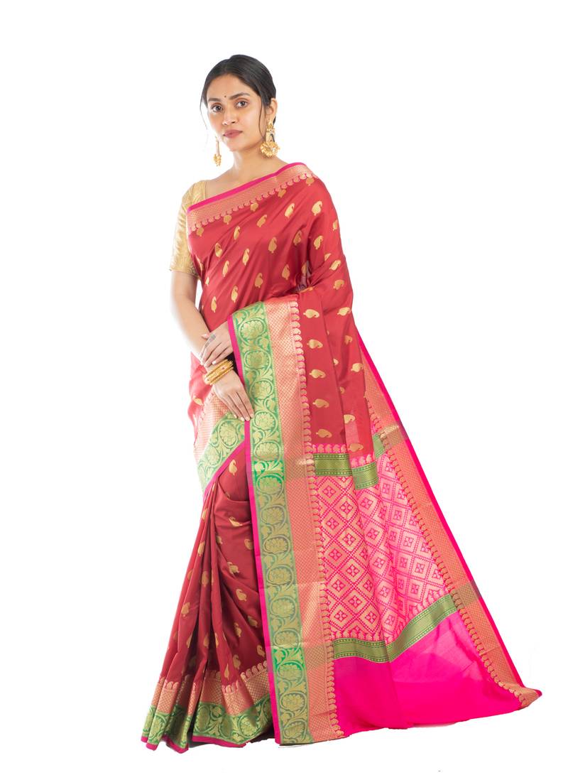 Bunkaari India Women Silk Blend Banarasi Zari saree