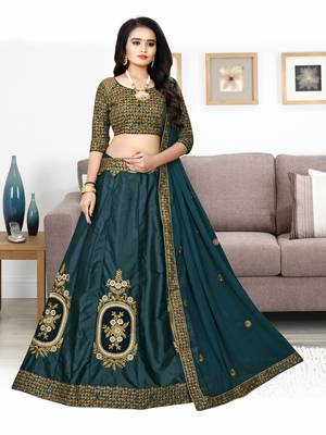 Drasty Green Embroidered Attractive Party Wear Malay satin  Cancan lehenga choli With Stone work 2