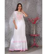 Chikankari white Kota kurta garara set with duppatta emblished with laces