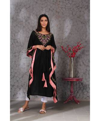 Chikankari Black Kaftaan 1