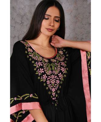 Chikankari Black Kaftaan 4