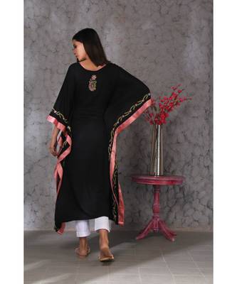 Chikankari Black Kaftaan 5