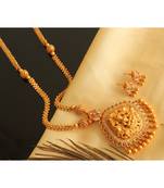 Beautiful Matte Finish Ruby Emerald Lakshmi Designer Necklace Set Dj22146