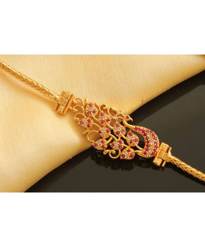BEAUTIFUL GOLD TONE CZ RUBY PEACOCK 