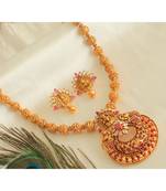 Beautiful Matte Finish Kemp Peacock Designer Necklace Set Dj21974