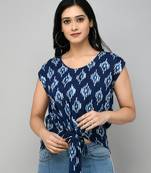 Blue Floral Tie Up Top