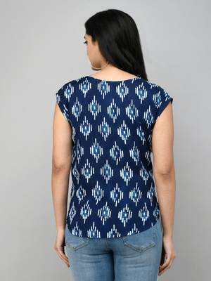 Blue Floral Tie Up Top 2