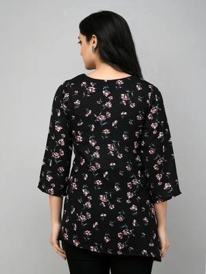 Black Floral Georgette Top 2