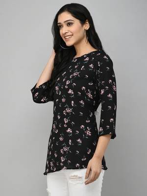 Black Floral Georgette Top 3