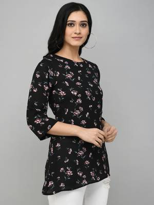 Black Floral Georgette Top 4