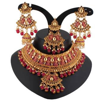 Maroon cubic zirconia necklace-sets 1