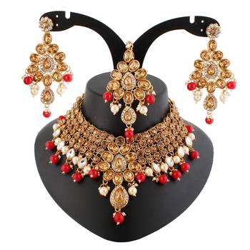 Maroon cubic zirconia necklace-sets 1