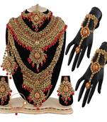 Maroon cubic zirconia necklace-sets