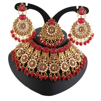 Maroon cubic zirconia necklace-sets 1