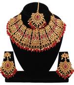 Maroon cubic zirconia necklace-sets