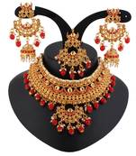 Maroon cubic zirconia necklace-sets