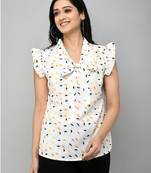Tie Up Neck Polka Dot Top