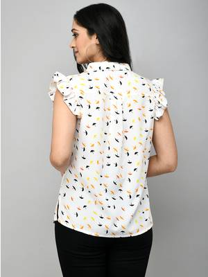 Tie Up Neck Polka Dot Top 2