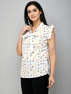 Tie Up Neck Polka Dot Top 4