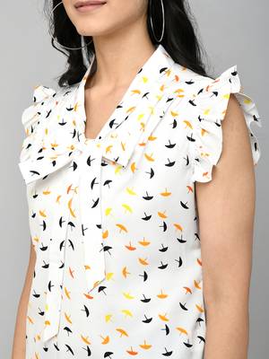 Tie Up Neck Polka Dot Top 5