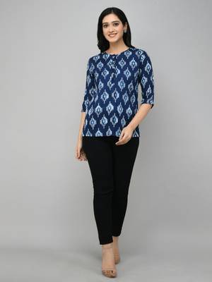 Blue Floral Print Top 1