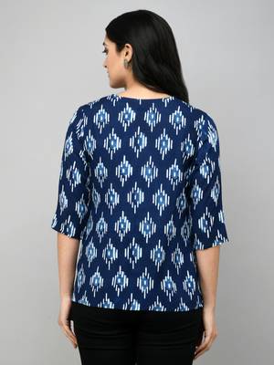 Blue Floral Print Top 2