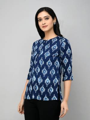 Blue Floral Print Top 3