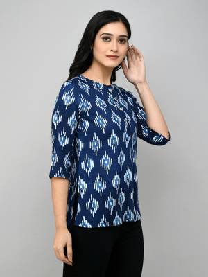 Blue Floral Print Top 4