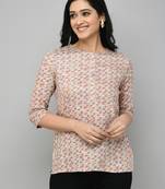 Grey Printed Rayon Top