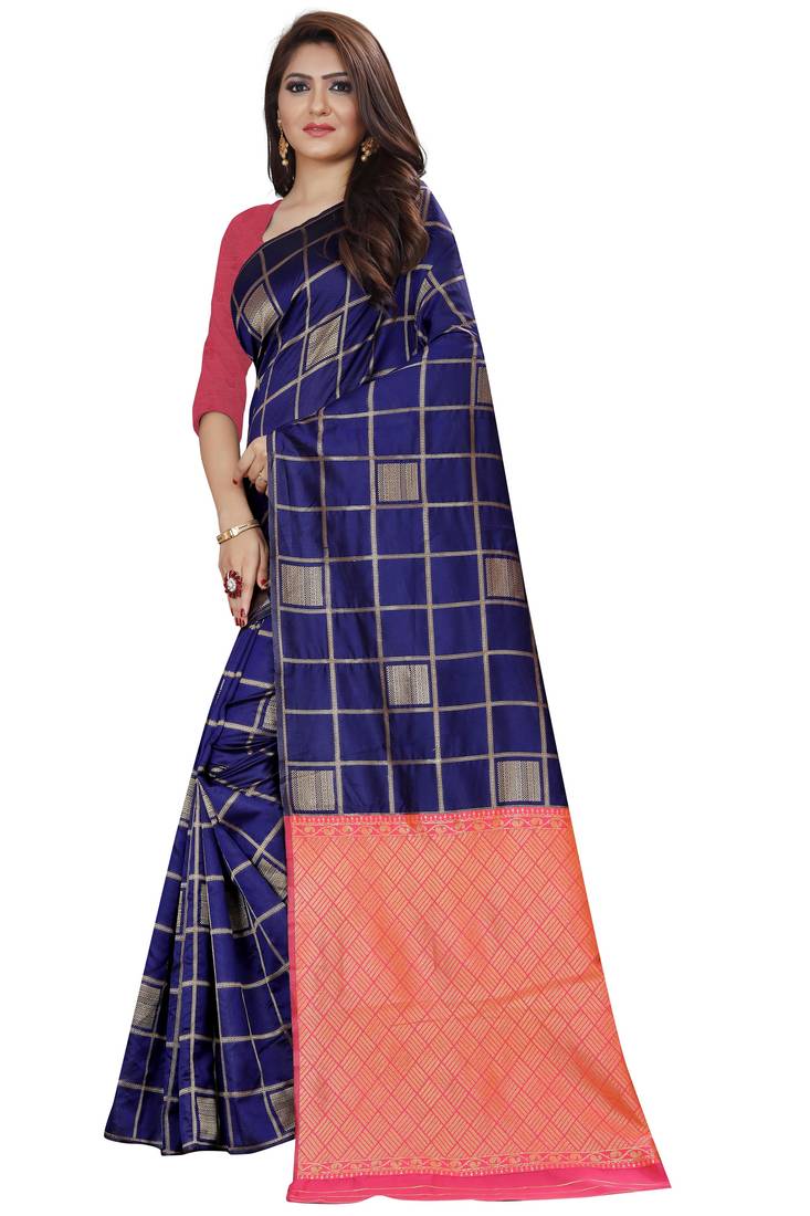 Royal blue color soft Silk Saree 