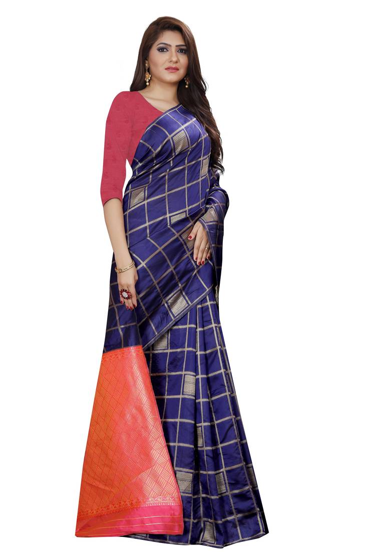 Royal blue color soft Silk Saree 