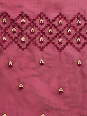 Purple embroidered cotton saree with blouse 5