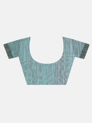 olive Triangle Design Hand Weaven Cotton Silk Handloom Saree With Blouse 7