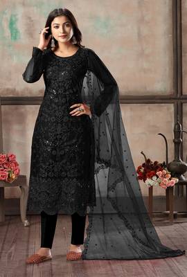 Black embroidered net salwar 1