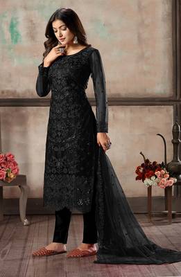 Black embroidered net salwar 2