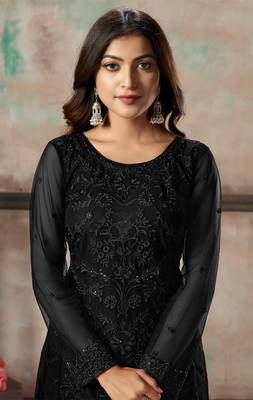 Black embroidered net salwar 3