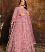 Pink embroidered net salwar Suit