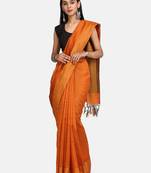 Red Woven Chanderi Saree With Blouse