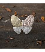 three tone beautiful butterfly diamond  ring
