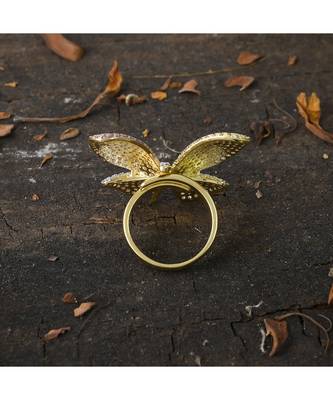 three tone beautiful butterfly diamond  ring 2