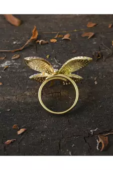 three tone beautiful butterfly diamond  ring