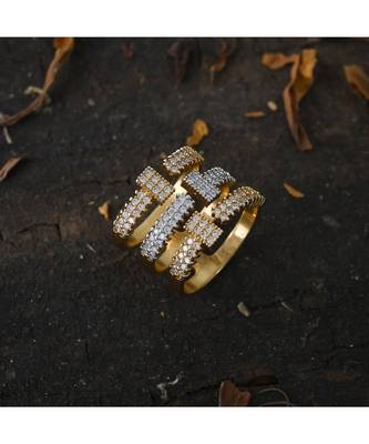 three tone stylish designer diamond ring 1