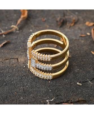 three tone stylish designer diamond ring 2